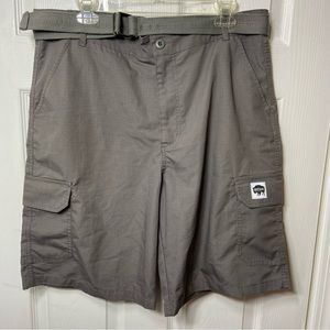 Buffalo Outdoor Grey Men’s Ripstop Cargo Shorts with belt Size:34 Waist